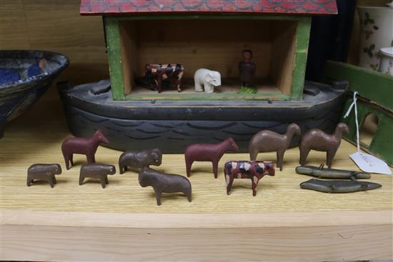 A model of Noahs Ark and animals height 27cm